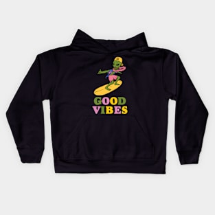 Good Vibes, Galactic Rides: Hang Loose with Our Alien Bro! Kids Hoodie
